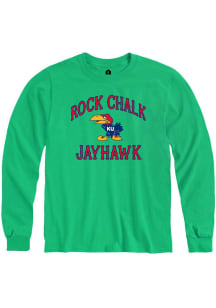 Rally Kansas Jayhawks Green Rock Chalk Number One Long Sleeve T Shirt