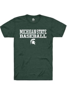 Michigan State Spartans Green Rally Stacked Baseball Short Sleeve T Shirt