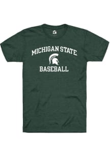 Michigan State Spartans Green Rally Number One Graphic Baseball Short Sleeve T Shirt