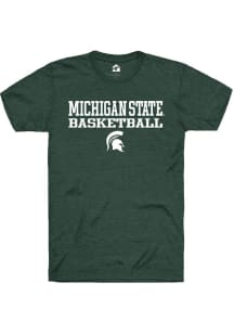 Michigan State Spartans Green Rally Stacked Basketball Short Sleeve T Shirt