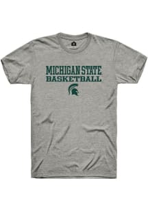 Michigan State Spartans Grey Rally Stacked Basketball Short Sleeve T Shirt