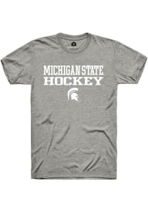 Rally Michigan State Spartans Grey Stacked Hockey Short Sleeve T Shirt