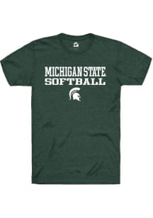 Rally Michigan State Spartans Green Stacked Softball Short Sleeve T Shirt