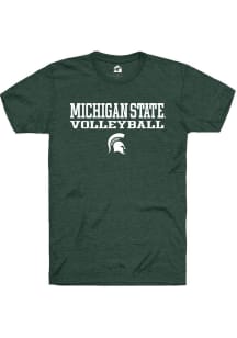 Rally Michigan State Spartans Green Stacked Volleyball Short Sleeve T Shirt