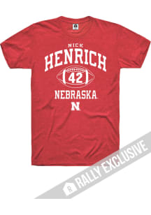 Nick Henrich  Nebraska Cornhuskers Red Rally Football Player Name And Number Short Sleeve T Shir..