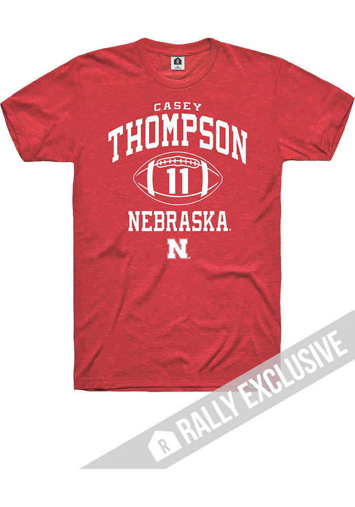 Casey Thompson Nebraska Cornhuskers Red Rally Player Name and Number Short Sleeve T Shirt