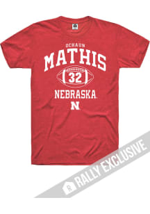Ochaun Mathis  Nebraska Cornhuskers Red Rally Football Player Name And Number Short Sleeve T Shi..