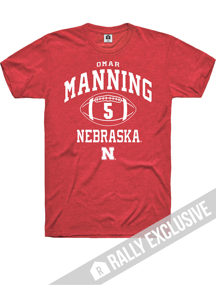 Omar Manning Nebraska Cornhuskers Red Rally Player Name and Number Short Sleeve T Shirt