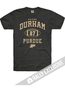 Payne Durham  Purdue Boilermakers Black Rally Football Player Name and Number Short Sleeve T Shi..