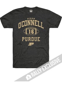 Aidan O'Connell  Purdue Boilermakers Black Rally Football Player Name and Number Short Sleeve T ..