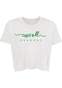 Rally Carroll High School Dragons Womens White Script Cropped Short Sleeve T-Shirt
