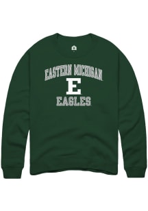 Rally Eastern Michigan Eagles Mens Green no1 Graphic Long Sleeve Crew Sweatshirt