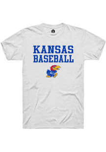 Rally Kansas Jayhawks White Baseball Stacked Short Sleeve T Shirt
