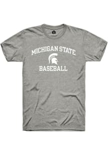 Michigan State Spartans Grey Rally Number One Graphic Baseball Short Sleeve T Shirt