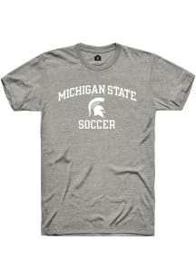 Rally Michigan State Spartans Grey Number One Graphic Soccer Short Sleeve T Shirt