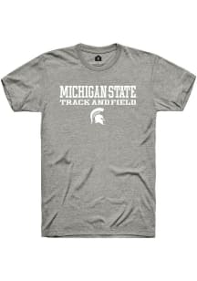 Rally Michigan State Spartans Grey Stacked Track and Field Short Sleeve T Shirt