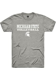 Rally Michigan State Spartans Grey Stacked Volleyball Short Sleeve T Shirt