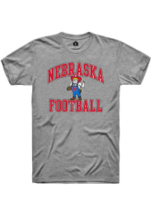 Rally Nebraska Cornhuskers Grey Number One Graphic Football Short Sleeve T Shirt