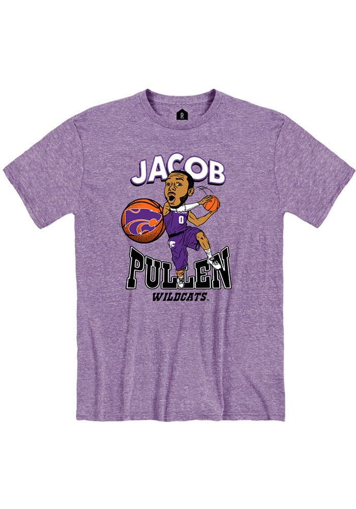 Jacob Pullen K-State Wildcats Purple Caricature Short Sleeve Fashion Player T Shirt