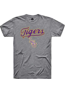 Rally LSU Tigers Grey Baseball Short Sleeve T Shirt