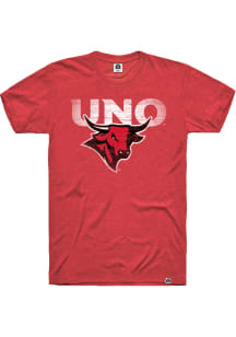 Rally UNO Mavericks Red Distressed Logo Short Sleeve Fashion T Shirt