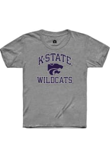 Rally K-State Wildcats Youth Grey No 1 Distressed Short Sleeve T-Shirt