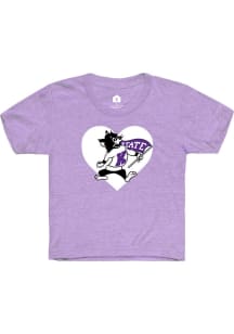 Rally K-State Wildcats Toddler Girls Lavender Heart Short Sleeve T-Shirt