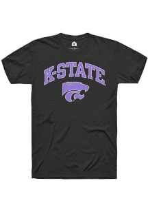 Rally K-State Wildcats Black Lavender Arch Mascot Short Sleeve Fashion T Shirt