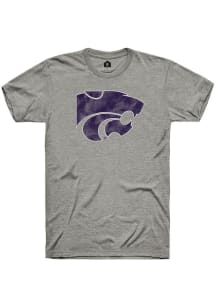 Rally K-State Wildcats Charcoal Distressed Power Cat Short Sleeve Fashion T Shirt