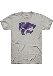 Rally K-State Wildcats Grey Distressed Power Cat Short Sleeve Fashion T Shirt