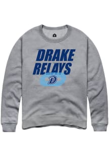 Rally Drake Bulldogs Mens Grey Drake Relays Long Sleeve Crew Sweatshirt