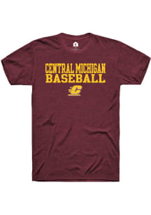 Rally Central Michigan Chippewas Maroon Stacked Baseball Short Sleeve T Shirt