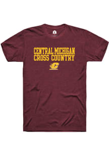 Rally Central Michigan Chippewas Maroon Stacked Cross Country Short Sleeve T Shirt