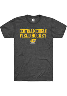 Rally Central Michigan Chippewas Charcoal Stacked Field Hockey Short Sleeve T Shirt