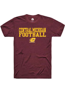 Rally Central Michigan Chippewas Maroon Stacked Football Short Sleeve T Shirt