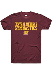 Rally Central Michigan Chippewas Maroon Stacked Gymnastics Short Sleeve T Shirt