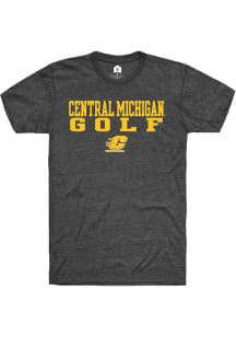 Rally Central Michigan Chippewas Charcoal Stacked Golf Short Sleeve T Shirt
