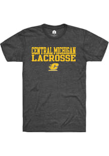Rally Central Michigan Chippewas Charcoal Stacked Lacrosse Short Sleeve T Shirt