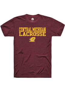 Rally Central Michigan Chippewas Maroon Stacked Lacrosse Short Sleeve T Shirt