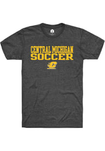 Rally Central Michigan Chippewas Charcoal Stacked Soccer Short Sleeve T Shirt