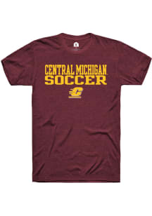 Rally Central Michigan Chippewas Maroon Stacked Soccer Short Sleeve T Shirt