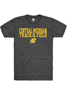 Rally Central Michigan Chippewas Charcoal Stacked Track and Field Short Sleeve T Shirt