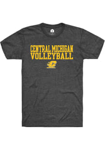 Rally Central Michigan Chippewas Charcoal Stacked Volleyball Short Sleeve T Shirt