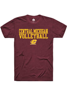Rally Central Michigan Chippewas Maroon Stacked Volleyball Short Sleeve T Shirt