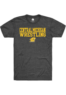 Rally Central Michigan Chippewas Charcoal Stacked Wrestling Short Sleeve T Shirt