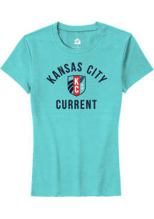 Rally KC Current Womens Teal Relaxed Short Sleeve T-Shirt