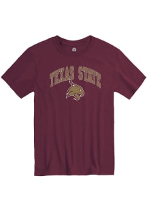 Rally Texas State Bobcats Maroon Arch Mascot Short Sleeve T Shirt