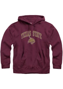 Rally Texas State Bobcats Mens Maroon Arch Mascot Long Sleeve Hoodie