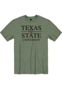 Rally Texas State Bobcats Olive Softstyle Academic Wordmark Short Sleeve Fashion T Shirt