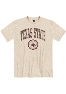 Rally Texas State Bobcats Oatmeal Snow Heather Arch Seal Short Sleeve Fashion T Shirt